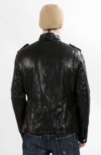 United Face Mens New Black Brown Textured Lambskin Leather Military 