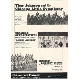  1962 Thor Johnson Chicago Little Symphony Booking Print Ad 