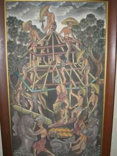 1960s Original INDONESIAN Intricate BALI PAINTING UBUD BALINESE Kt 