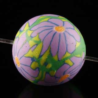 Polymer Clay Floral Flower Ball Loose Spacer Beads 14mm  