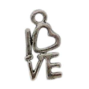 Tanday Love 1/2 x 1/4 (8727) 12 pieces Antique Metal Silver Charms 