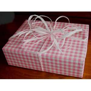  Pink Gingham Tissue Gift Wrapping Paper 10 Sheets 