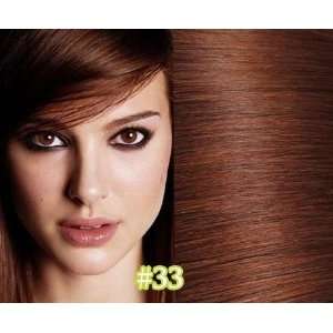  24#33 Dark Auburn   Italian Remy 100% Human Hair Clip on 