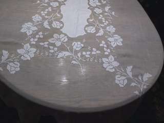 Rare Appliqué Madeira Banquet Tablecloth Organdy & Linen 140  