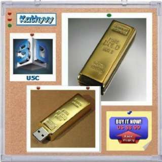 New 4GB Gold Bar USB 2.0 Flash Memory Stick Drive Pen  