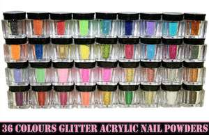   Colours Glitter Acrylic Powder Dust For Nail Art Tips Net 3 gram each