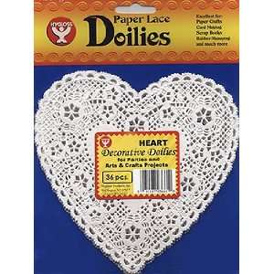  93661 White Heart Paper Lace Doilies   6 inch (36) Arts 