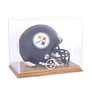 Pittsburgh Steelers Oak Mini Helmet Logo Display Case 