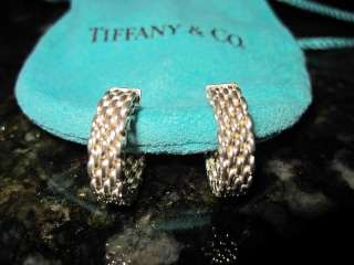 Authentic Tiffanys & Co Mesh Bracelet & Earrings .925 Silver matching 
