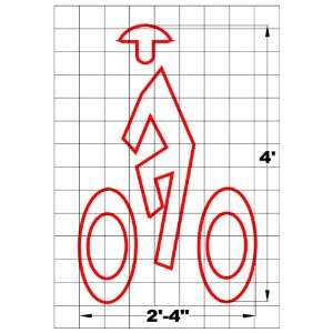  4 Bike Lane with Helmet Pavement Marking Symbol Sports 