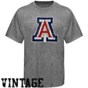  Arizona Wildcats Ash Distressed Big Logo Vintage T shirt 