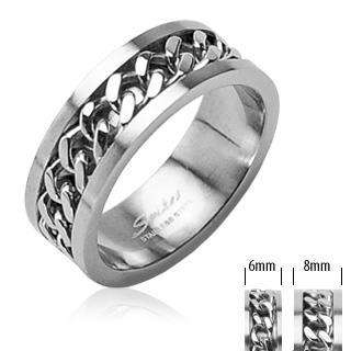 Stainless Couples Spinning Ring Two Rings  Fancy Chain  