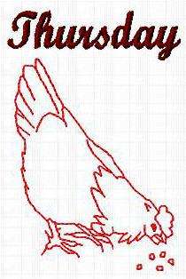 DAYS OF THE WEEK RW ROOSTERS EMBROIDERY MACHINE DESIGNS  