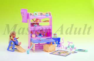 Child Playing Room for Barbie: Slide, Playing Table, Bicycle, Toys 