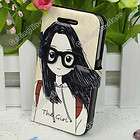 The Girl Mr.H Flip Leather Hard Case Pouch Cover Skins For iPhone 4 4G 