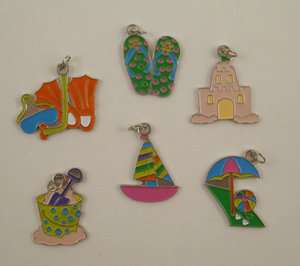 NEW At the Beach Charms 6 shapes 12pc Scrapbooking Crafts ADORABLE 