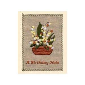  Card Greeting B Embroidery/Birthday Note Lilies 