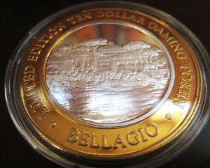 Bellagio Silver Gaming Token   Includes Holder  
