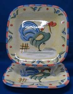 BELLA ROOSTER~2 SQUARE SALAD PLATES~NICE!!  
