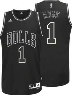   Chicago Bulls Derrick Rose Black Black White Swingman Jersey: Clothing
