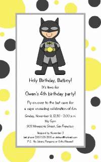BAT BOY INVITATION~Superhero~Birthday Party~Super Hero  