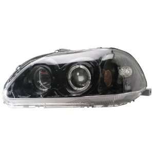   CIVIC 96 98 PROJECTOR HEADLIGHTS HALO BLACK CLEAR AMBER: Automotive