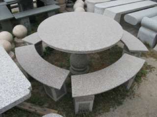 SOLID ROUND GRANITE TABLE AND BENCHES GTS1  