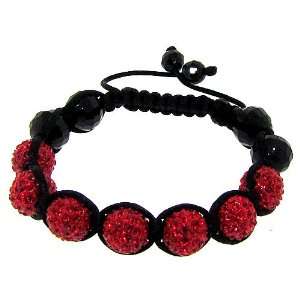 New black & red bling crystal disco ball Buddhist shamballa bracelet