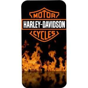 Black Hard Plastic Case Custom Designed Flaming Harley Davidson Emblem 