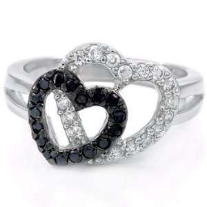    Sterling Silver CZ Black Heart Ladies Ring: Everything Else