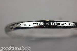 Rhodium Plated Lords Prayer Mobius Strip Bracelet  