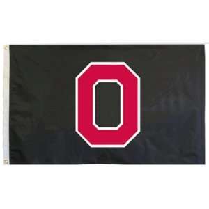  Ohio State 3x5 Black Flag with Red Block O: Sports 