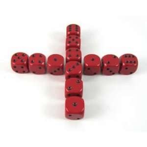  Red with Black Spots Opaque Dice 16mm D6 Set of 12: Toys 