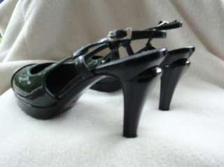 CHANEL SHOES SANDALS HEELS 36 6 platform green BLACK  