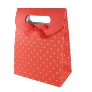  2 Pcs Olive Green Dots Print Red Foldable Gift Paper Bag Beauty