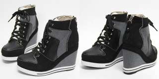 Womens High Top Sneakers Zip Wedge Heel Shoes US 5 8 / Lady Platform 