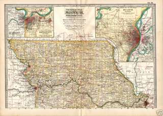 Antique 1902 Dated Atlas Map of NORTHERN MISSOURI  