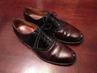 Allen Edmonds Shelton Mens Black & Burgundy Leather Oxford Dress Shoes 