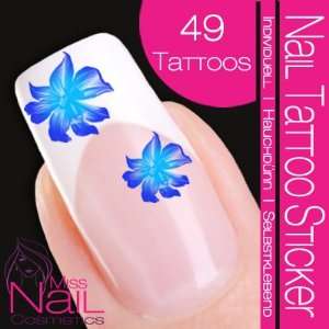    Nail Tattoo Sticker Blossom / Flower   blue / turquoise: Beauty