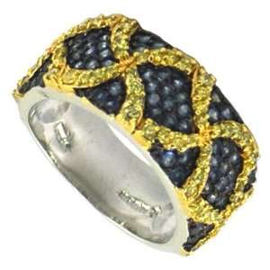  Yellow Xs & Blue Spinel Pave Band Jewelry