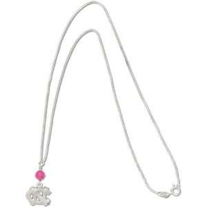   Heels Sterling Silver Charm Necklace with Pink Round Crystal: Sports