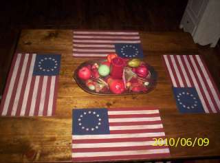 PRIMITIVE AMERICANA COLONIAL BETSY ROSS PLACEMATS  