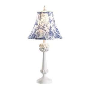 Blue Toile Fabric Shade Lamp