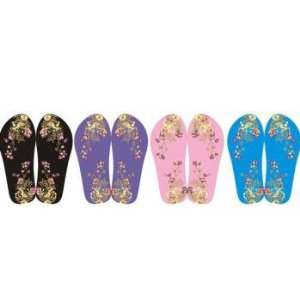  Ladies flip flops with flower patterns Case Pack 72 