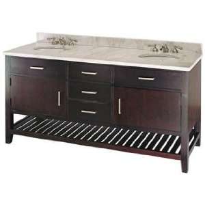  Transitional Cherry Marble Double Sink Bath Vanity