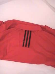 ADIDAS Clima Lite Mens Size Large Long Sleeve POLO Red & Black NWT 