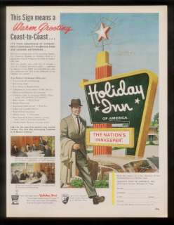 1962 Holiday Inn motel big green sign art ad  