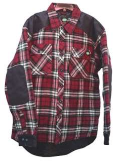 Dickies CD18002RD XL Quilted Flannel Plaid Shirt w/ Patches Red 