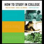 How to Study in College 10TH Edition, Walter Pauk (9781439084465 