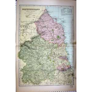  MAP 1895 NORTHUMBERLAND BLYTH NEWCASTLE ENGLAND WOOLER 
